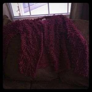 Dark red loop knit cardigan